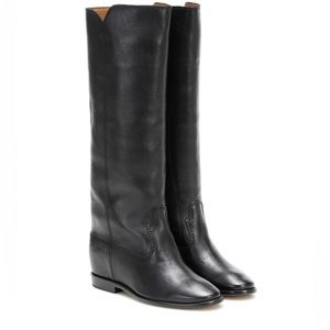 Isabel Marant Tall Black Leather Boots with internal heel
